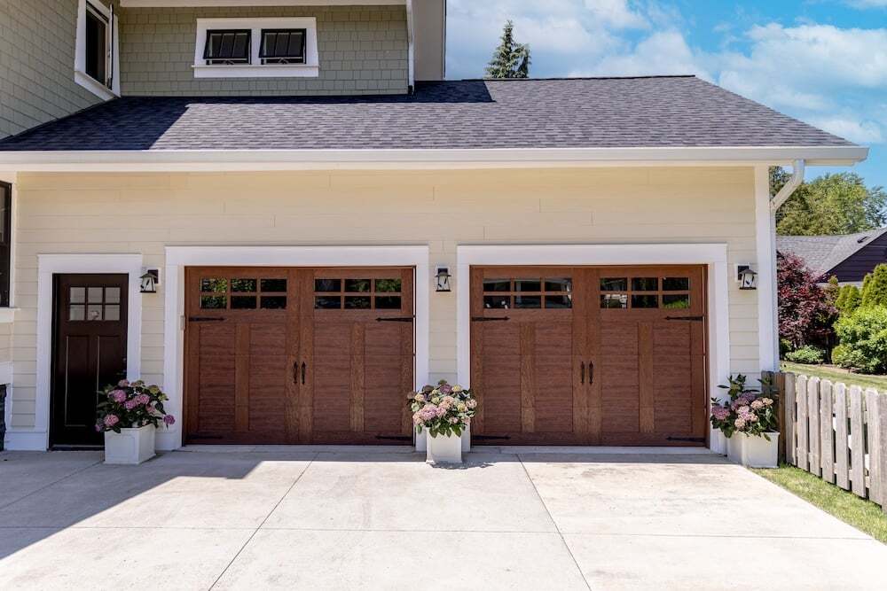 attached garage wood carriage doors royal oak, mi