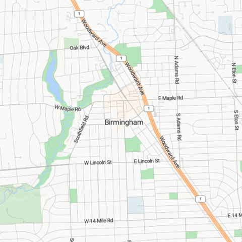 Map of Birmingham, MI