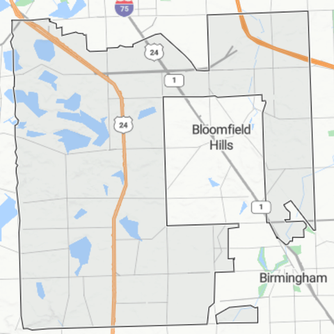 Map of Bloomfield Township, MI
