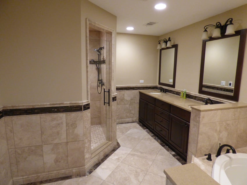 bathroom remodel in grosse pointe with double sink vanity